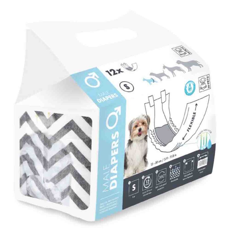 M-Pets Diapers Erkek Köpekler İçin Külot (S) 12li