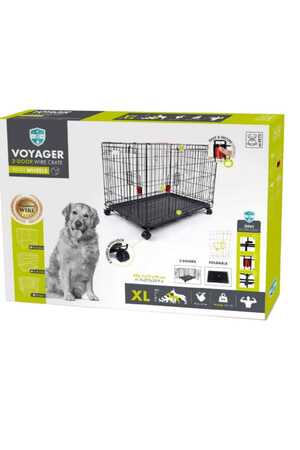 M-PETS - M-Pets Vyager Tekerlekli Köpek Kafesi 2 kapılı 12cm Siyah 1 06x71x76cm