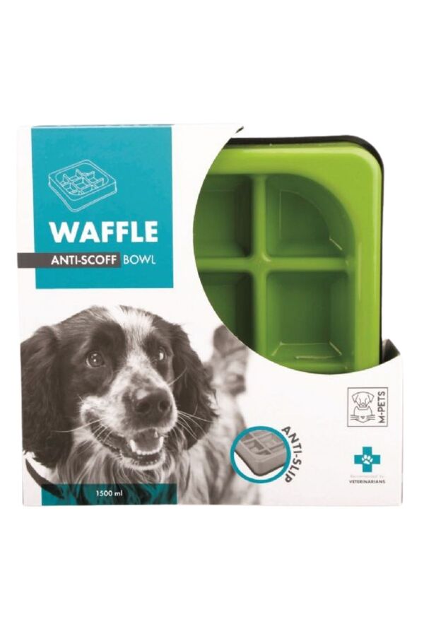 M-Pets Waffle Yavaş Yeme Mama Kabı 1500ml Yeşil