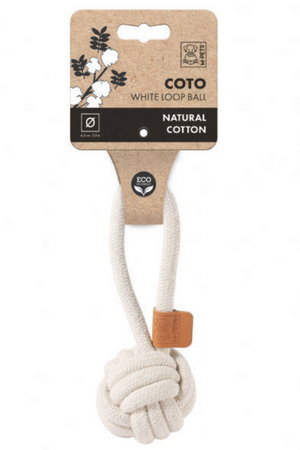 M-PETS - M-Pets Coto White Loop Ball Çekmeli Örgü Top Oyuncak 6,5cm