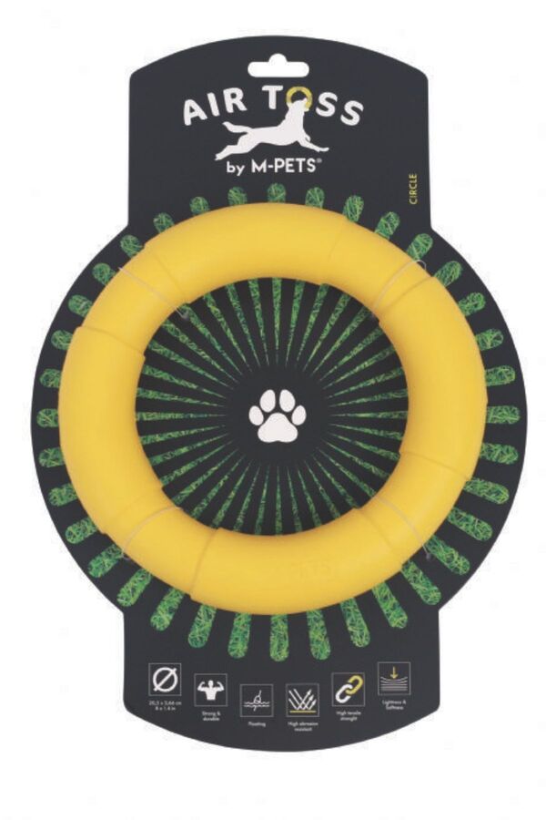 M-Pets Air Toss Circle Dayanıklı Suda Yüzen Köpek Oyuncağı Yellow