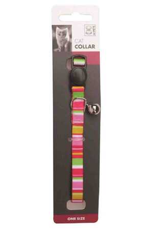 M-PETS - M-Pets Stripes Zilli Kedi Boyun Tasması Green/Pink