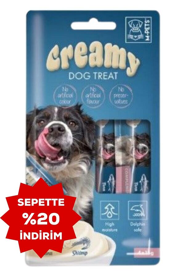 M-Pets Creamy Ton balıklı Karidesli Köpek Ödülü 4x15gr