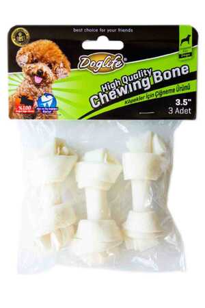 DOGLIFE - Doglife Düğümlü Köpek Ödül Kemiği Beyaz 18-20gr 3lü