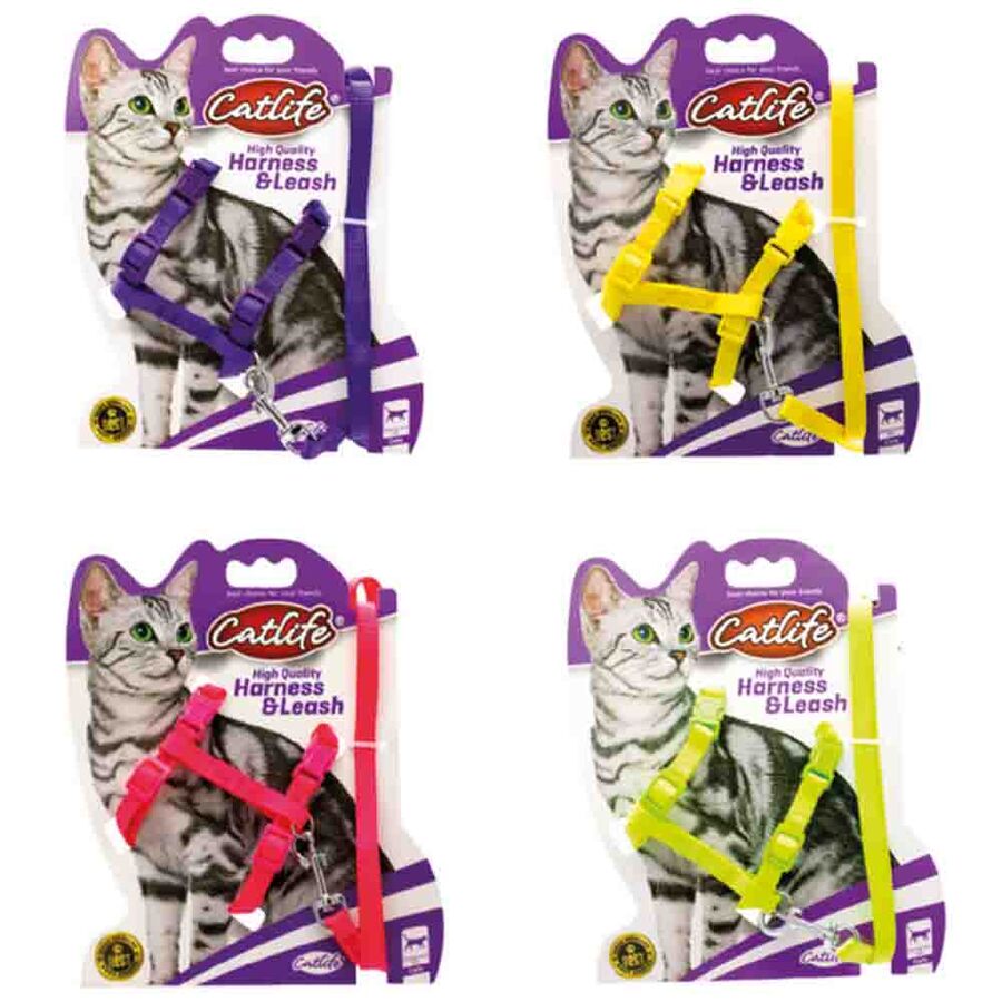 Catlife Göğüs Tasması+Gezdirme Kayışı Mix Color