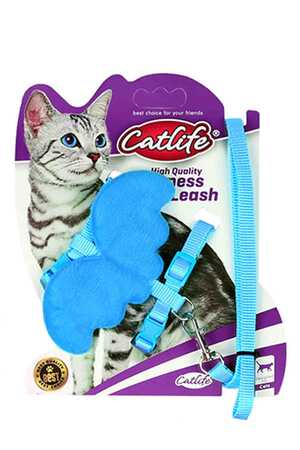 Catlife Kediler İçin Kelebekli Göğüs Tasması+Gezdirme Kayışı 1cm - Thumbnail