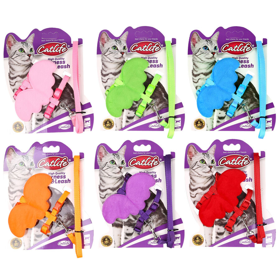 Catlife Kediler İçin Kelebekli Göğüs Tasması+Gezdirme Kayışı 1cm