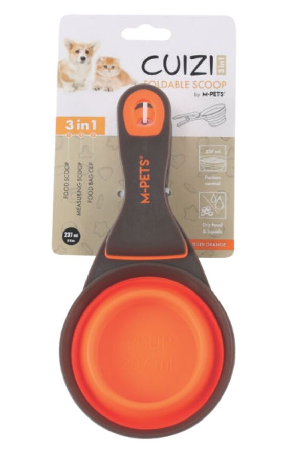 M-Pets Cuizi 3in1 Fonksiyonel Mama Ölçü Kabı 237ml Turuncu 
