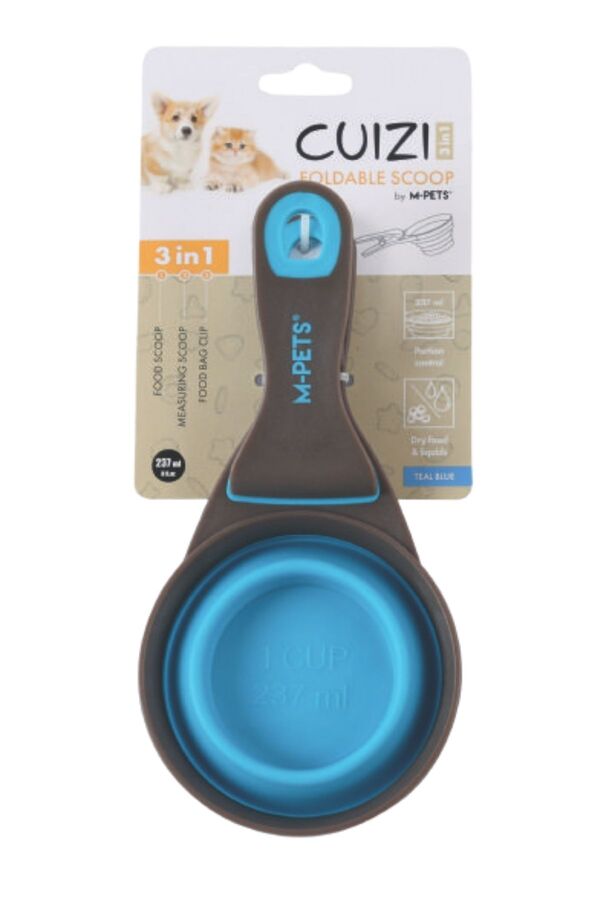 M-Pets Cuizi 3in1 Fonksiyonel Mama Ölçü Kabı 237ml Mavi