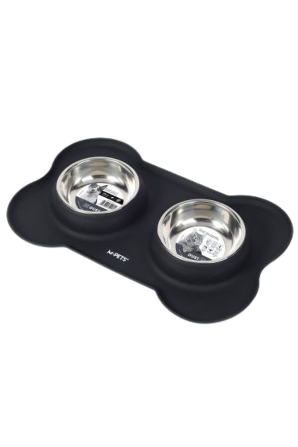 M-Pets Duet Silicone Mat Mama Kabı Black 2x400ml