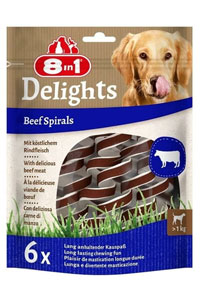 8in1 Delights Beef Spirals Biftekli Burgu Köpek Ödülü 6lı