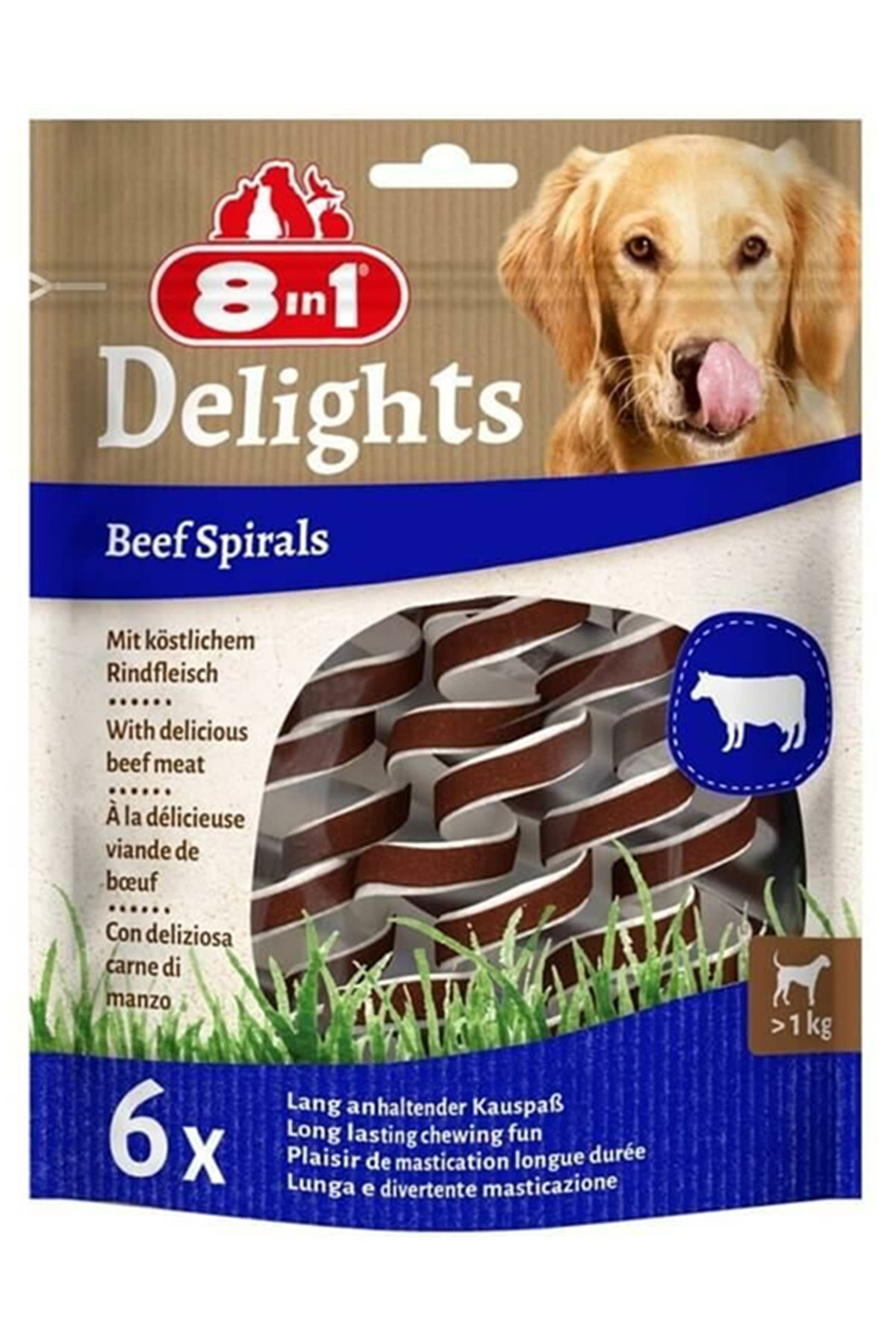 8in1 Delights Beef Spirals Biftekli Burgu Köpek Ödülü 6lı