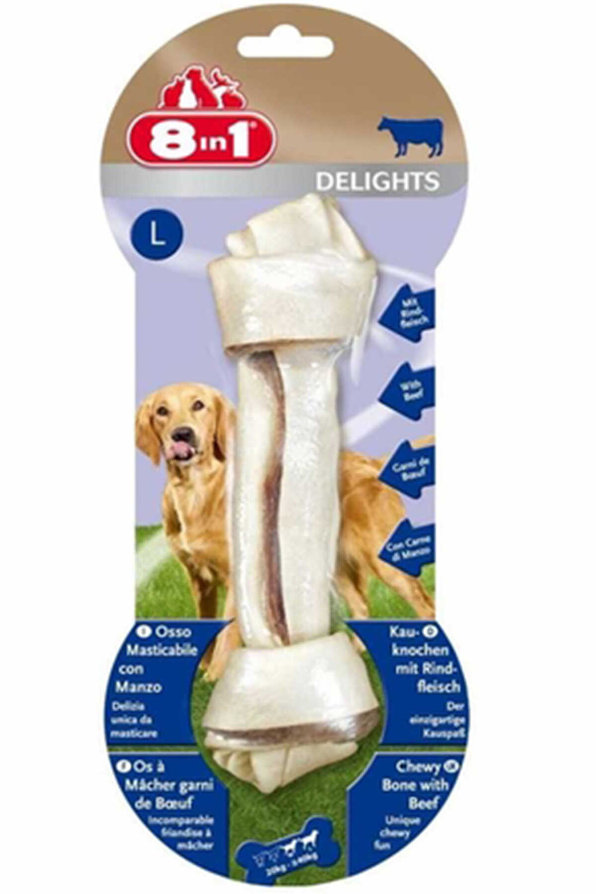 8in1 Delights Bones Köpekler için Biftekli Ödül Kemiği (L) 85gr