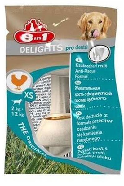 8in1 Delights Pro Dental Küçük Irk Köpek Ödül Kemiği (XS) 12gr