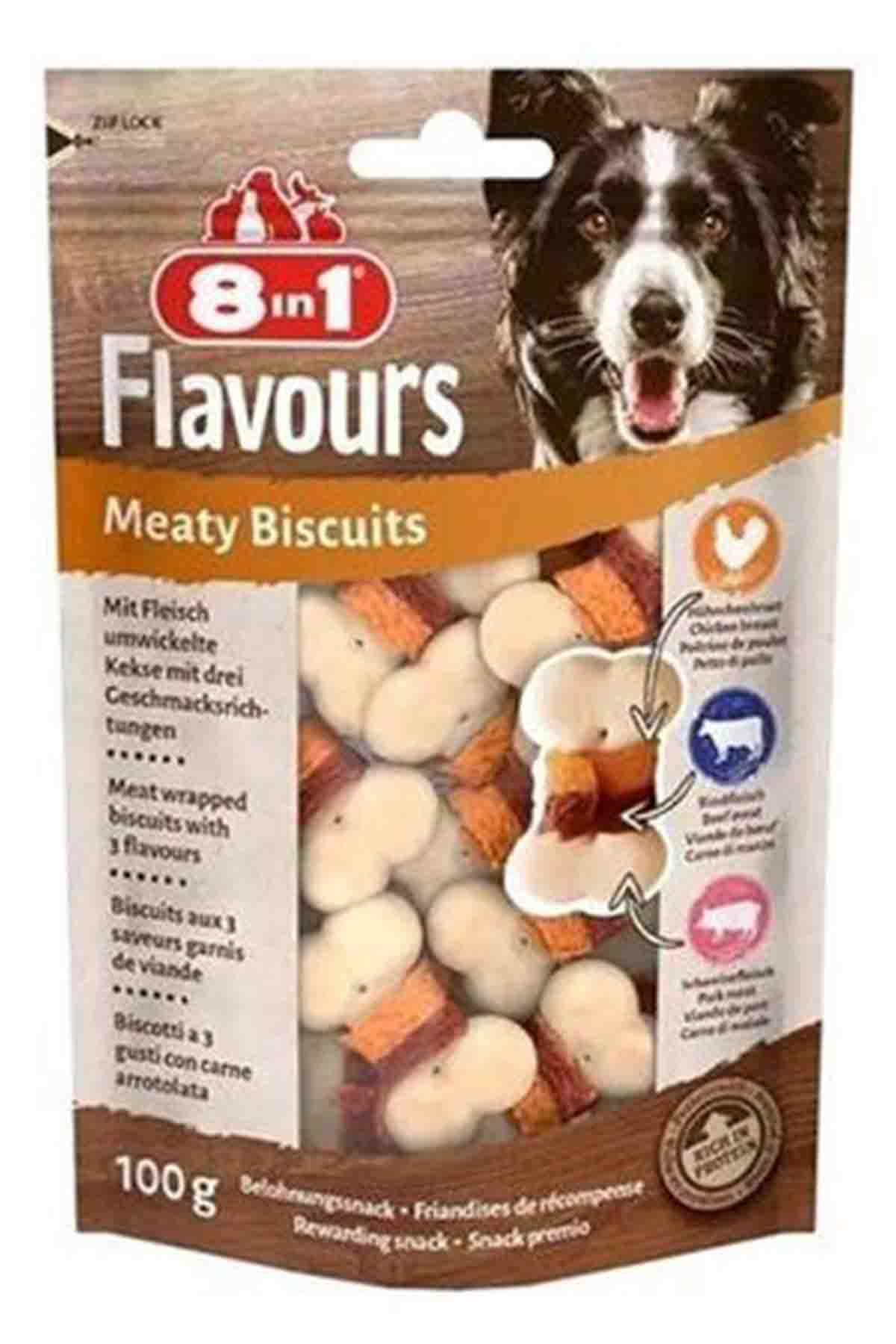 8in1 Flavours Meaty Biscuits Kıtır Köpek Ödülü 100gr