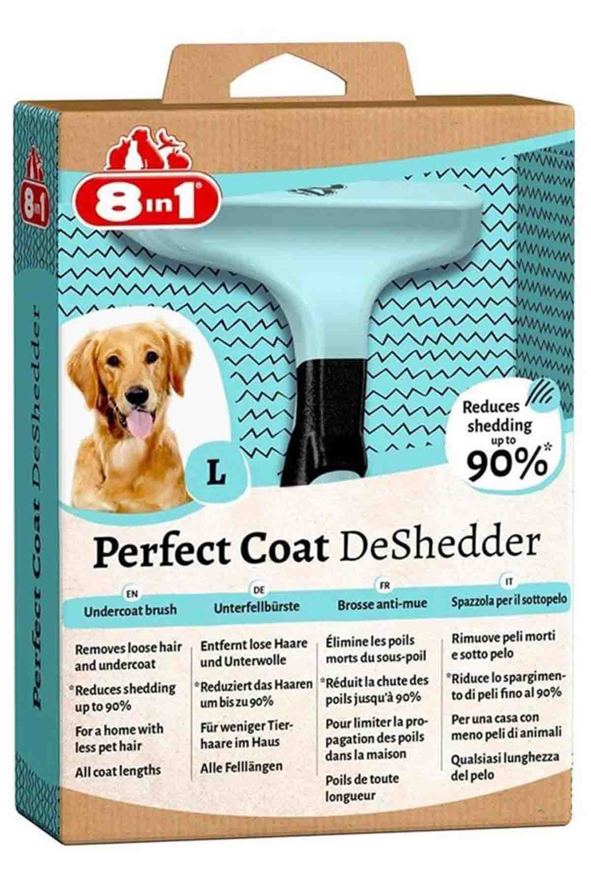 8in1 Perfect Coat DeShedder Furminator Büyük Irk Uzun Tüylü Köpek Tarağı (L)