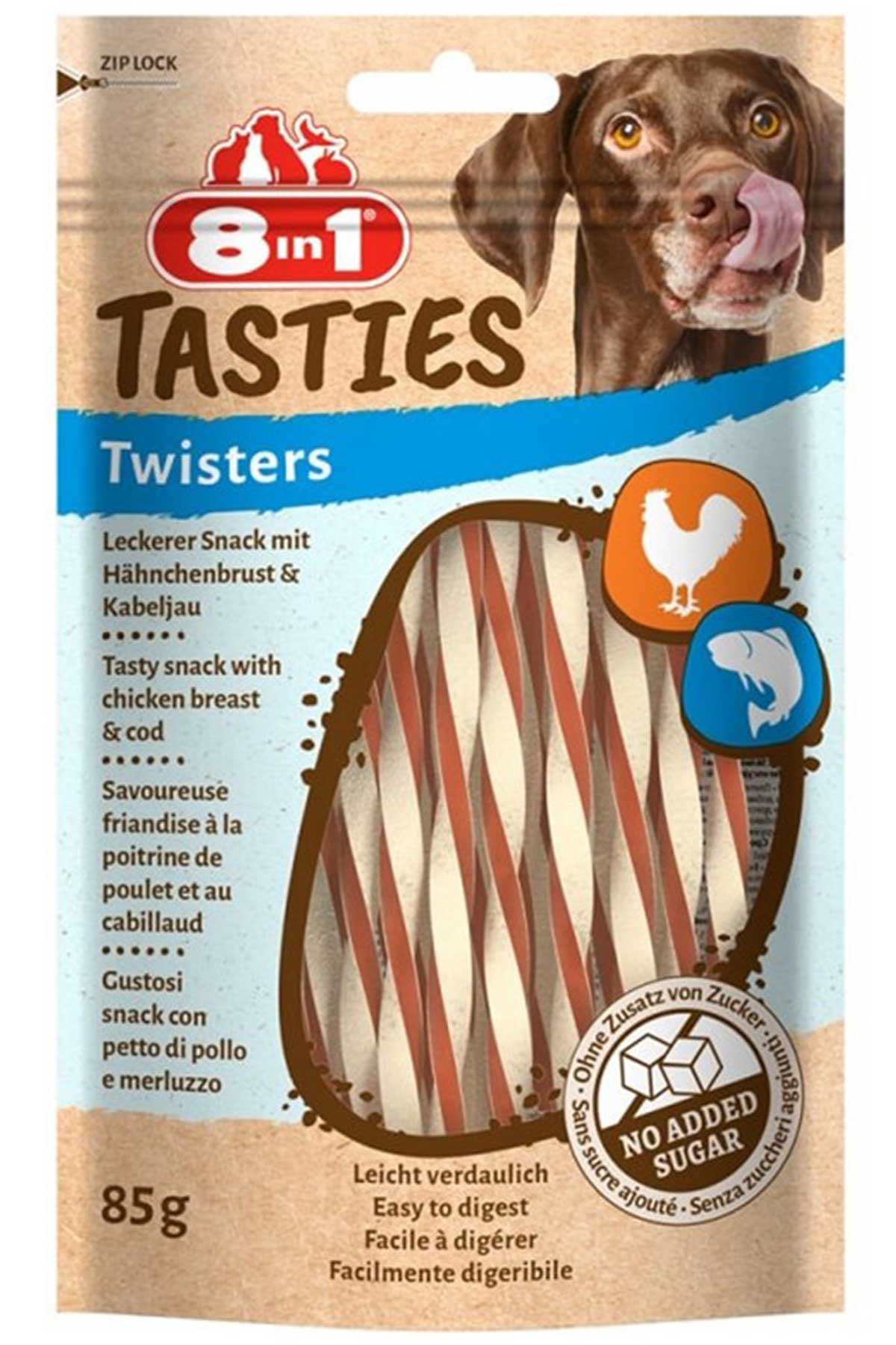 8in1 Tasties Twisters Tavuklu Balıklı Burgu Köpek Ödülü 85 Gr