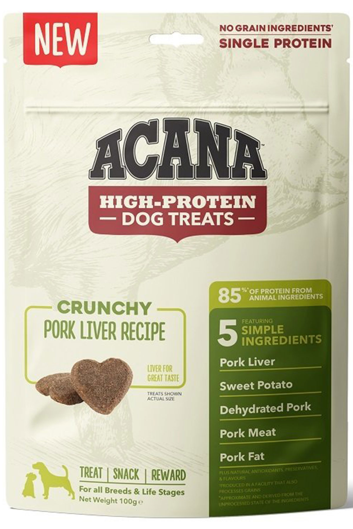 Acana Crunchy Pork Dog Treats Yüksek Proteinli Domuz Etli Köpek Ödül Maması 100gr