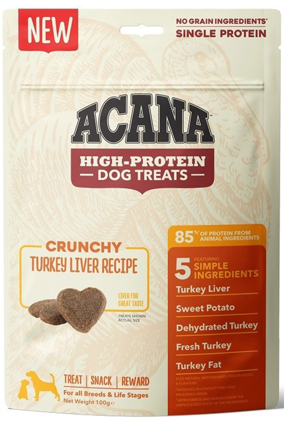 Acana Crunchy Turkey Dog Treats Yüksek Proteinli Hindili Köpek Ödül Maması 100gr