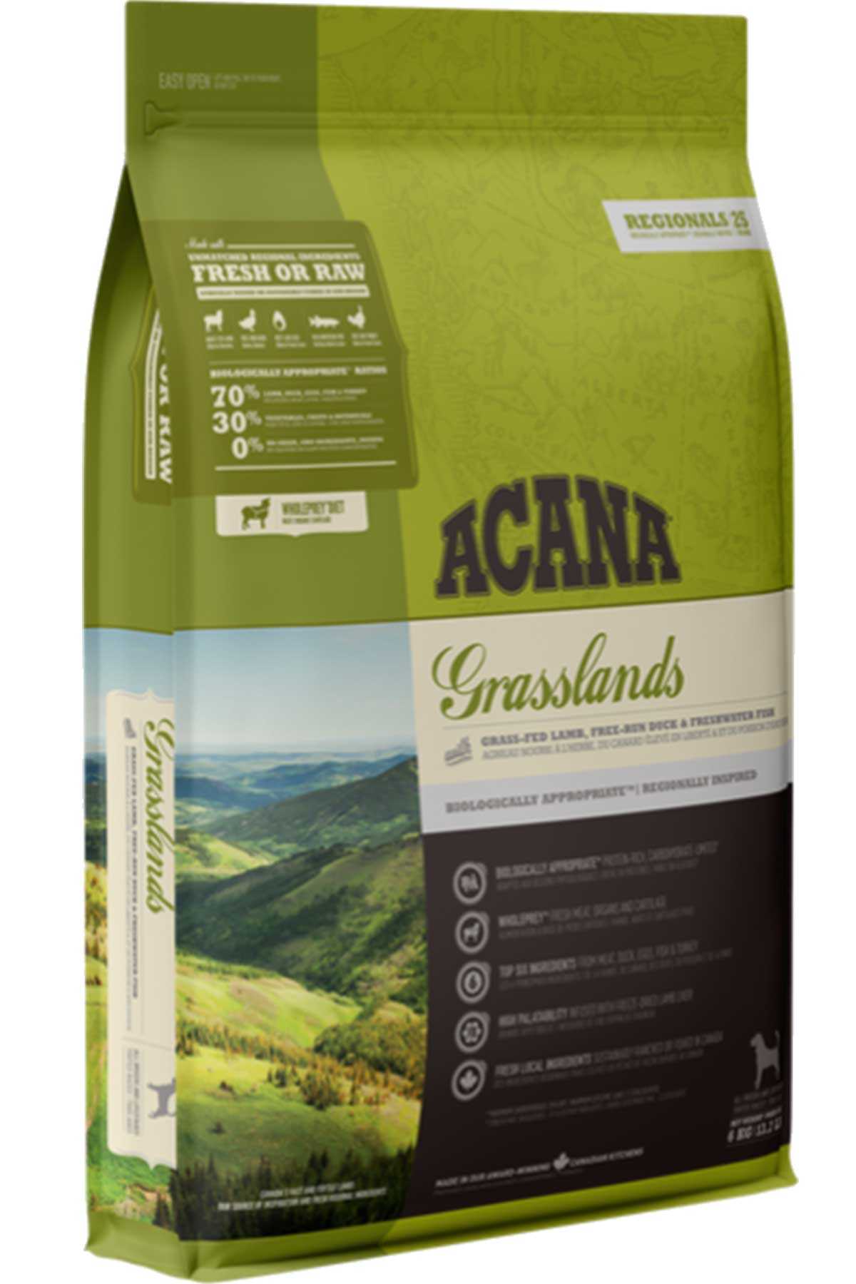 Acana Grasslands Tahılsız Kuzu Eti Ördek ve Balıklı Yetişkin Köpek Maması 6kg