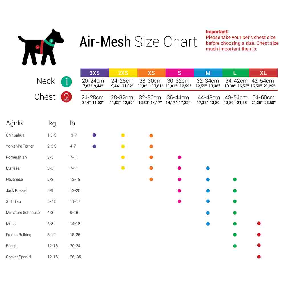 Tailpetz Air Mesh Harness Lila Köpek Göğüs Tasması 3XS