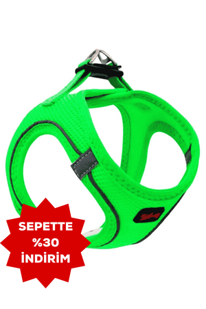TAILPETZ - Tailpetz Air Mesh Harness Neon Yeşil Köpek Göğüs Tasması S