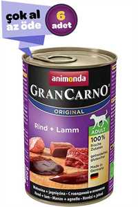 ANIMONDA - Animonda GranCarno Biftek ve Kuzu Etli Yetişkin Köpek Konservesi 6x400gr (6lı)