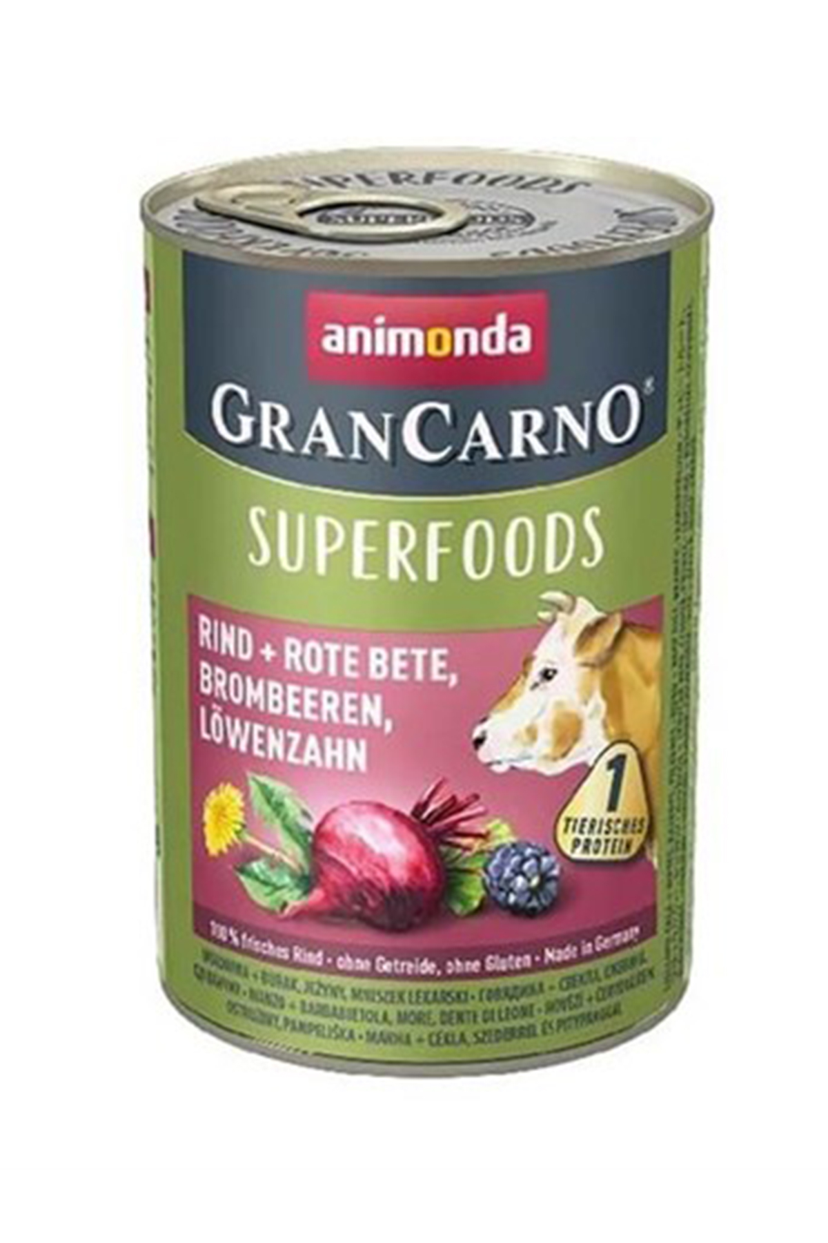 Animonda Gran Carno Superfoods Sığır Etli Pancar Ve Böğürtlenli Yetişkin Köpek Konservesi 400gr