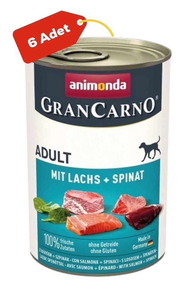 Animonda Gran Carno Adult Somonlu ve Ispanaklı Yetişkin Köpek Konservesi 400gr 6lı