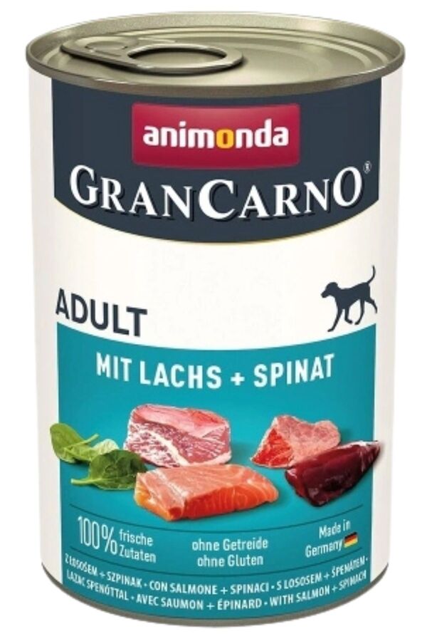 Animonda Gran Carno Adult Somonlu ve Ispanaklı Yetişkin Köpek Konservesi 400gr