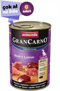 ANIMONDA - Animonda GranCarno Senior Sığır Etli ve Kuzulu Yaşlı Köpek Konservesi 6x400gr (6lı)