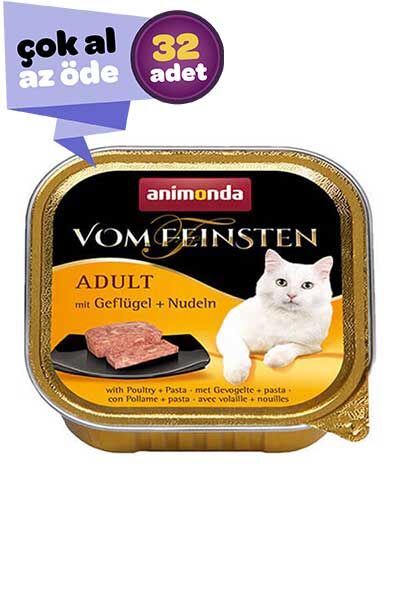 Animonda Kümes Hayvanı ve Makarnalı Kedi Konservesi 32x100gr (32li)