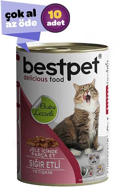 Bestpet Sığır Etli Yetişkin Kedi Konservesi 10x415gr (10lu)