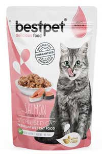 BESTPET - BestPet Pouch Somonlu Kısırlaştırılmış Kedi Konservesi 85gr