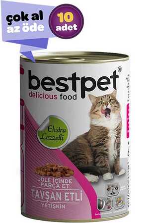BESTPET - Bestpet Tavşan Etli Yetişkin Kedi Konservesi 10x415gr (10lu)