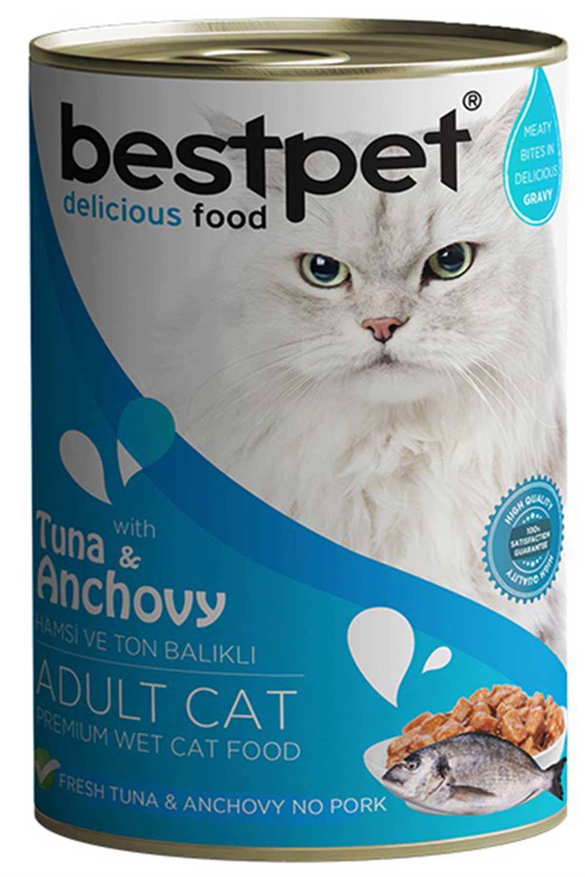 BestPet Ton Balıklı ve Hamsili Gravy Yetişkin Kedi Konservesi 400 Gr