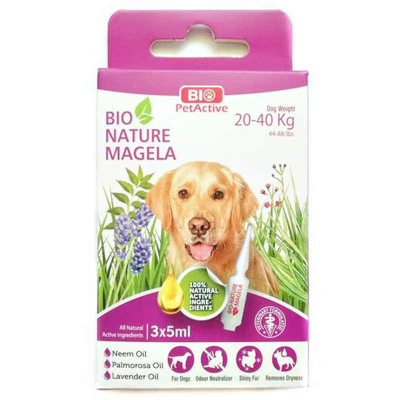 Bio PetActive Bio Nature Köpek Tüy ve Deri Bakım Damlası 5ml-20-40kg-Mor