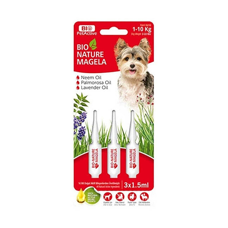 Bio PetActive Bio Nature Köpek Tüy ve Deri Bakım Damlası-1,5ml-1-10kg-Kırmızı