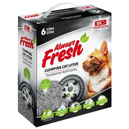 BIO PETACTIVE - Bio Pet Active Always Fresh Aktif Karbonlu Topaklanan Bentonit Kedi Kumu 6lt