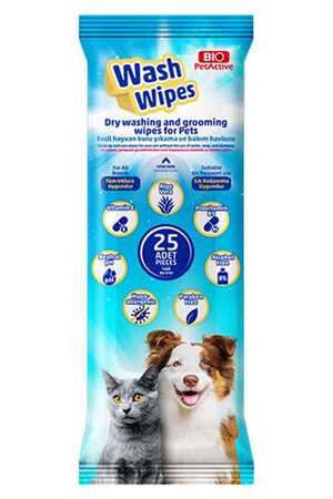 BIO PETACTIVE - Bio Pet Active Wash Wipes Kuru Yıkama Ve Bakım Havlusu 25 Adet