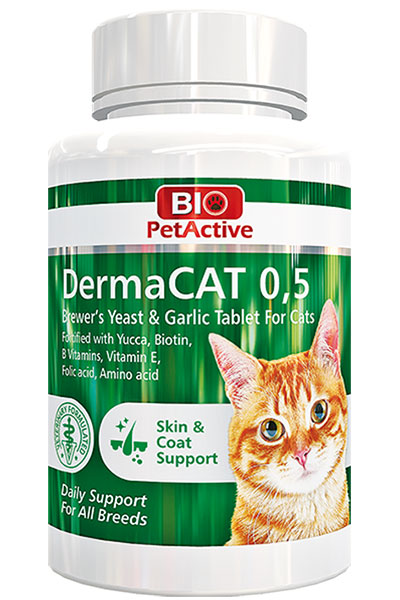 Bio PetActive Dermacat Kedi Deri ve Tüy Sağlığı Destekleyici Sarımsaklı Tablet 150 Tablet