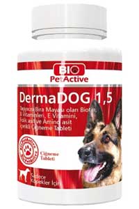Bio PetActive DermaDog Büyük Köpekler İçin Deri Ve Tüy Sağlığı Destekleyici Tableti 100 Adet