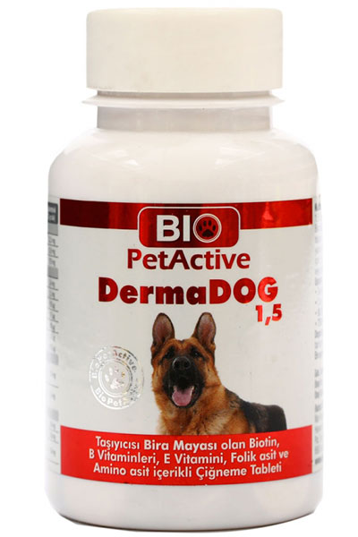 Bio PetActive Dermadog Deri ve Tüy Sağlığı Güçlendiren Biotinli Tablet 75gr 50 Tablet