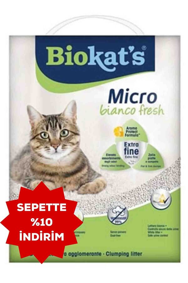 Biokats Bahar Kokulu Micro Bianco Fresh Extra Topaklanan Bentonit Kedi Kumu 6lt