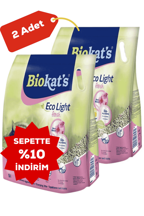 Biokats Eco Light Fresh Cherry Blossom Kiraz Çiceği Kokulu Pelet Kedi Kumu 2x5lt