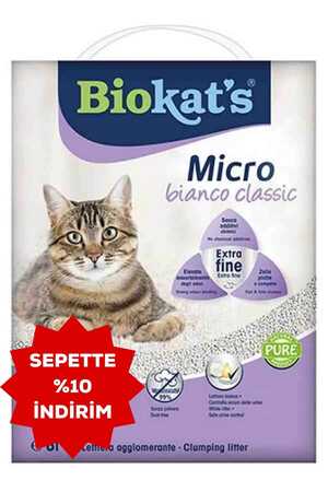 Biokats Micro Bianco Classic Kokusuz Topaklanan Doğal Kedi Kumu 6lt - Thumbnail