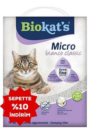 BIOKATS - Biokats Micro Bianco Classic Kokusuz Topaklanan Doğal Kedi Kumu 6lt