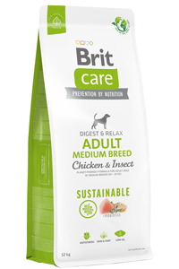 Brit Care Digest & Relax Tavuklu Larvalı Orta Irk Yetişkin Köpek Maması 12kg