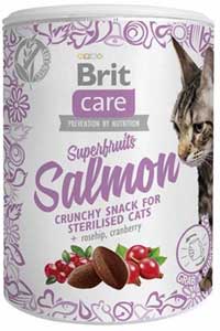 BRIT - Brit Care Superfruits Somonlu ve Kızılcıklı Kıtır Kısırlaştırılmış Kedi Ödül Maması 100gr