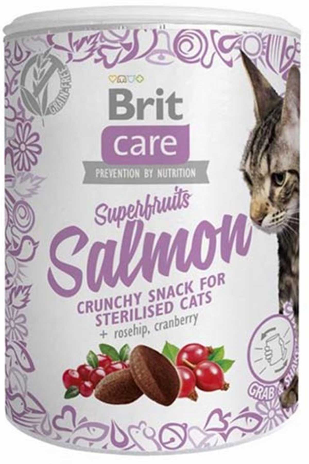 Brit Care Superfruits Somonlu ve Kızılcıklı Kıtır Kısırlaştırılmış Kedi Ödül Maması 100gr